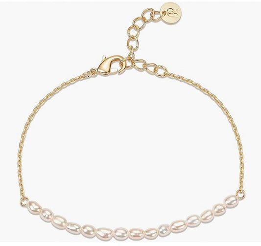 Gold-plated pearl bracelet, suitable for women's delicate bracelet with pearl beads, gentle temperament, daily party collocation.