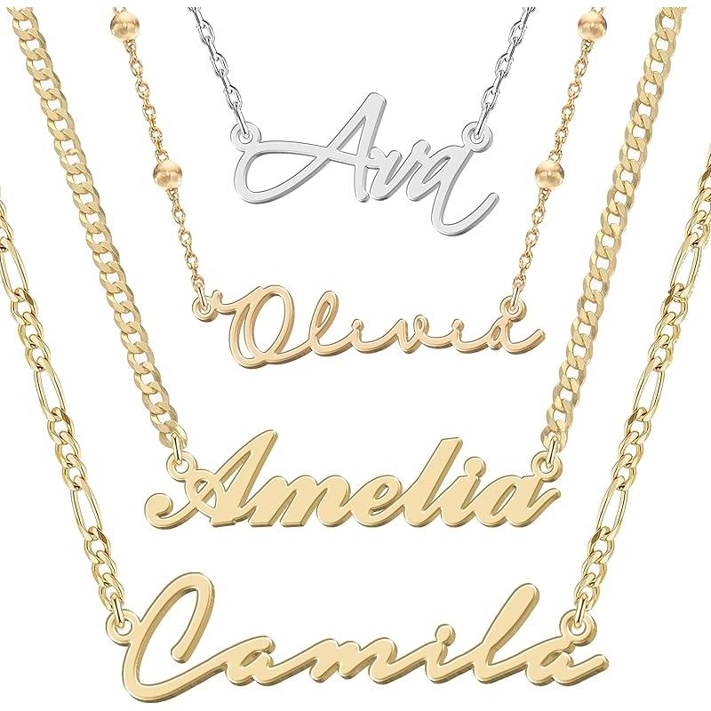 Personalized Name Necklace |   Sterling Silver/Stainless Steel |   14 Fonts, 4 Colors, 5 Chains |   Tarnish-Free, Handmade Gift for Women: Mom, Daughter, Sister |   Ideal for Birthday, Mother's Day,Christmas