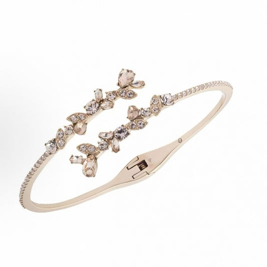 Givenchy flower mosaic opening design metal crystal bracelet gold petals elegant jewelry.