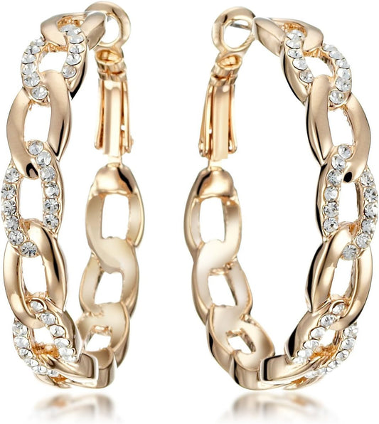 Women's Jewelry Gold Plated Hoop Pierced Earring for Women Valentine's Day Gifts  4cm