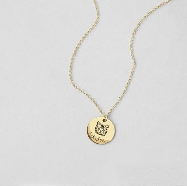 Adorable Singapore Custom Pet Portrait Disc Necklace Personalized Pet Portrait Necklace – Custom Jewelry Gift for Dog or Cat Lovers Unique Holiday Gifts for Her