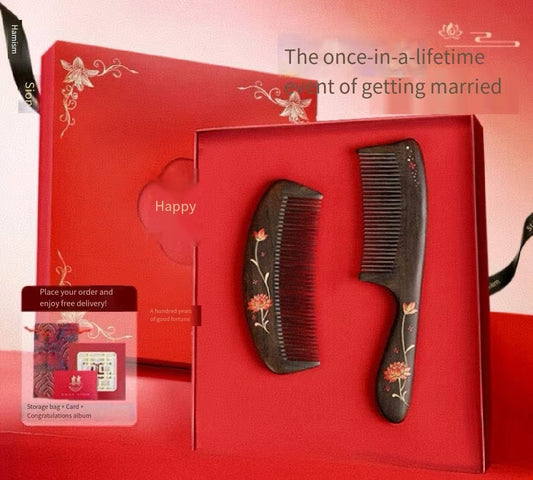 Wedding Celebration Gift Box Bride Girlfriend Wife Marriage Marriage Makeup Girlfriend Companion Gift Wooden Comb Anniversary Valentine's Day