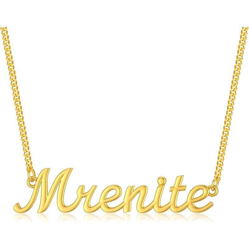 10k 14k 18k Solid Yellow Gold Personalized Name Necklace – Dainty Nameplate Jewelry - Custom Any Name Gift for Her Women Daughter Wife