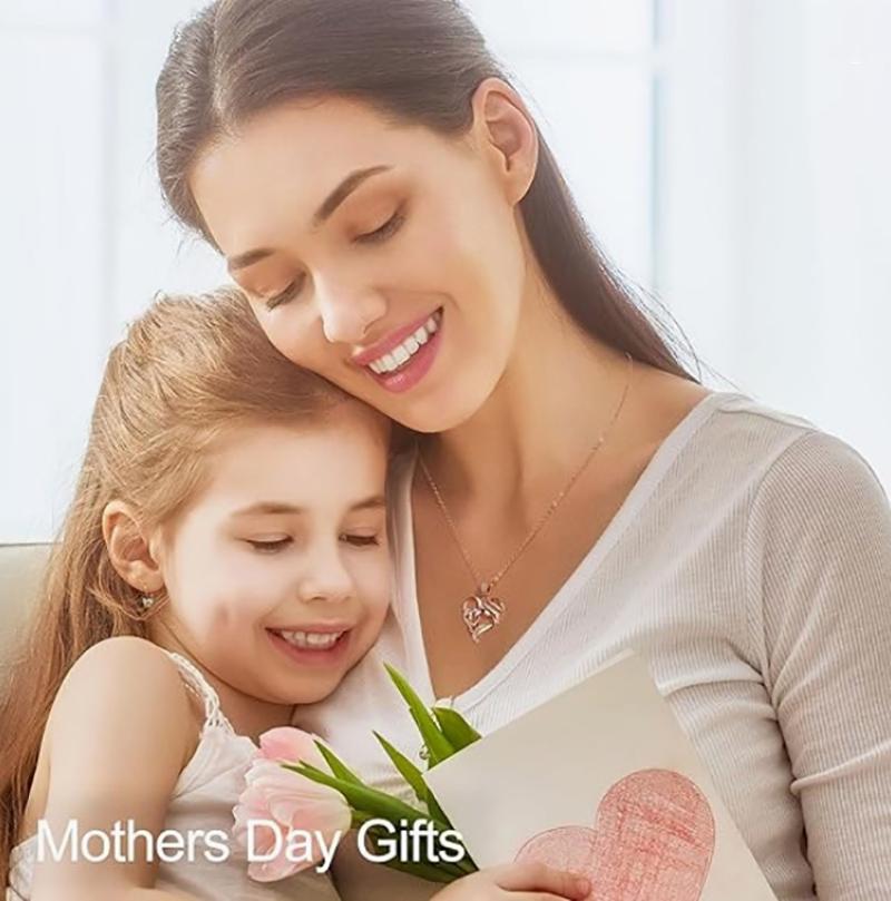 Mother's Day Gift for Mom Wife Her Grandma,S925 Sterling Silver Birthstone Necklace Ladies Jewellery,Mother's Day Love Pendant Necklace Anniversary Birthday Christmas Day