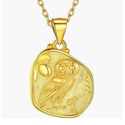 Retro owl commemorative coin necklace gold and silver pendant jewelry Christmas Easter Carnival holiday birthday party accessories