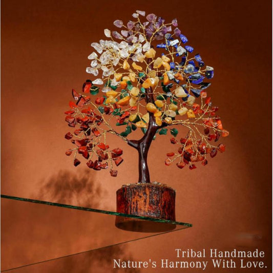 Crystal Tree of Life 7 Chakra Healing Crystal Trees for Home Decor, Office Desk Decor, Living Room Decor, Handmade Bonsai Trees for Positive Energy, Money, Good Luck Birthday Gifts for Women, Mom