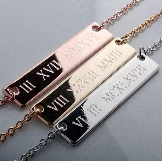 Shiny Bar Pendant 925 Silver Necklace Name Necklace Roman Necklace Custom Jewelry, Personalized Gifts for Women, Customized Name Necklace, Perfect Christmas Gifts, Elegant Custom Name Necklace Design