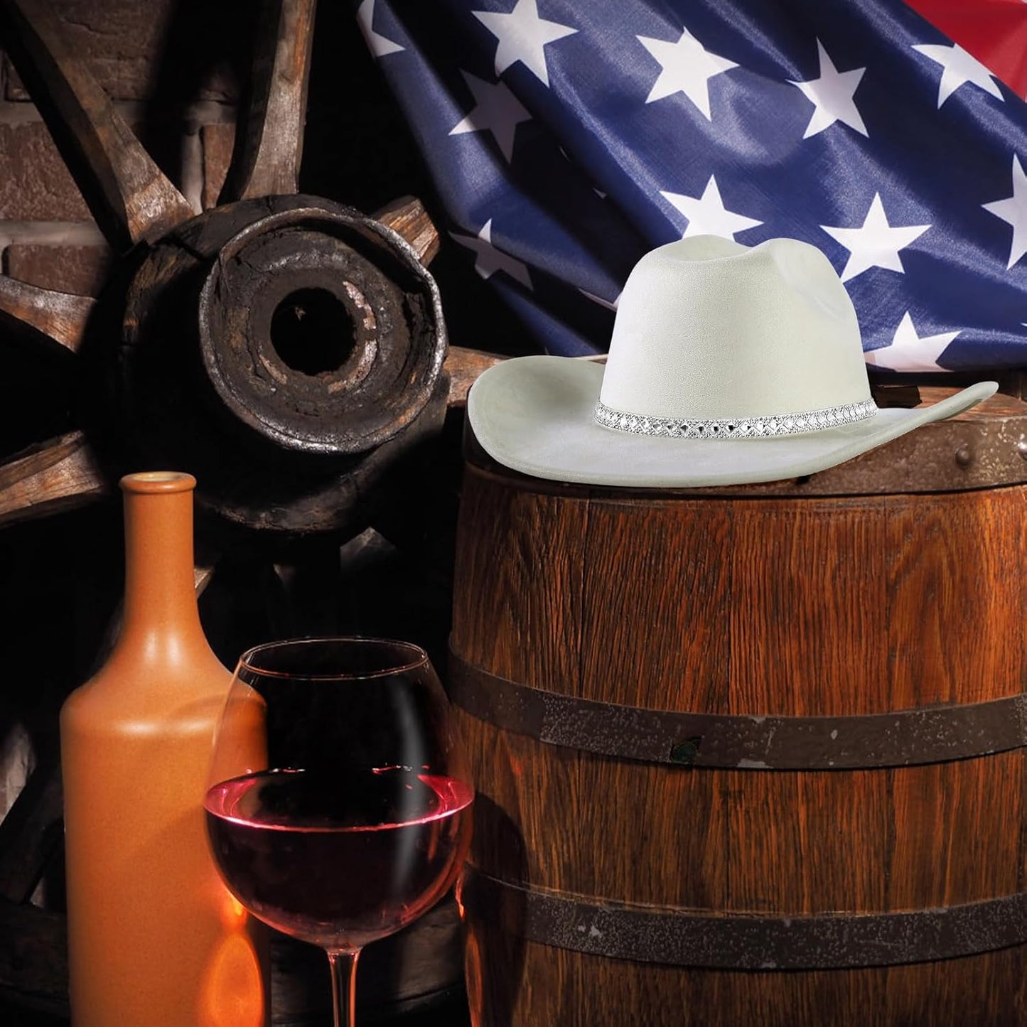 22.5"-22.9" Western 100% Suede Cowgirl Hat for Women,3.5" Wide Brim and Built-in Elastic Sweatband