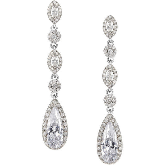 Pear-Shaped Rose Gold Wedding Birdal Earrings for Brides, Bridesmaids, Crystal Chandelier Dangle Drop Earrings for Women Prom