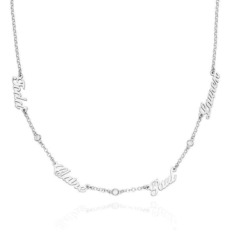 Personalized Heritage Multiple Name Necklace with Diamond Options - Up to 5 inscriptions - Dainty Gift for Her, Women - Custom Elegant Jewelry for Mother's Day