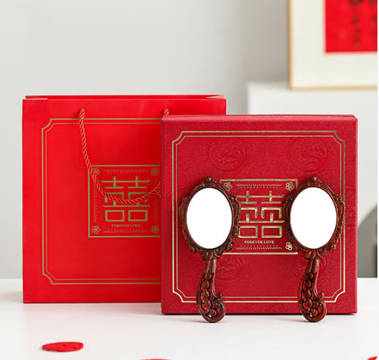 Wedding Gift Mirror Pair Gift Boxed Newlyweds Send Bride Newcomers Accompanying Supplies Dowry Gift Peacock Dressing Mirror Pair [Gift Boxed]