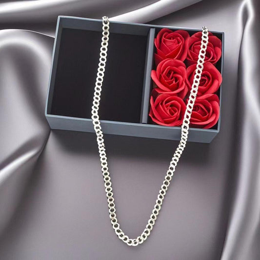 55cm 999 Silver Chain Cuba Bend Mens Necklace 6mm Cuban necklaces men foot silver necklaces for men business casual accessories men