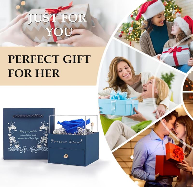 Lady's birthday gift keeps real roses and necklaces. Eternal roses are eternal flowers. Mother's Day flowers are gifts for mothers, grandmothers, daughters, wives and sisters.