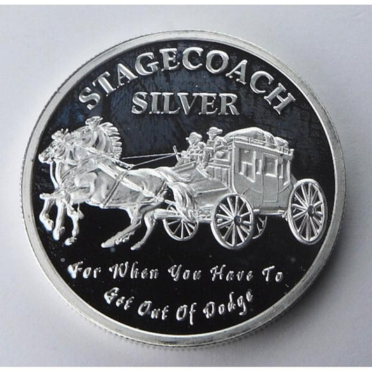 Stagecoach Silver 'Get Out Of Dodge' 1 Oz .Round commemorative coin