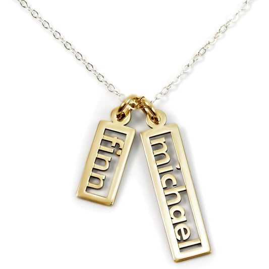 Collection Personalized Necklace Open Double Sterling Silver or 14k Gold Plate over Sterling Silver