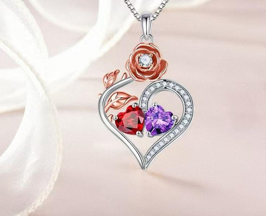 Rose Gold 925 Silver Rose Pendant love Necklace Valentine's Day Gift Eid Jewelry Custom Heart Design For Women Birthday Wedding Anniversary Mother's Day Daily Party Accessories
