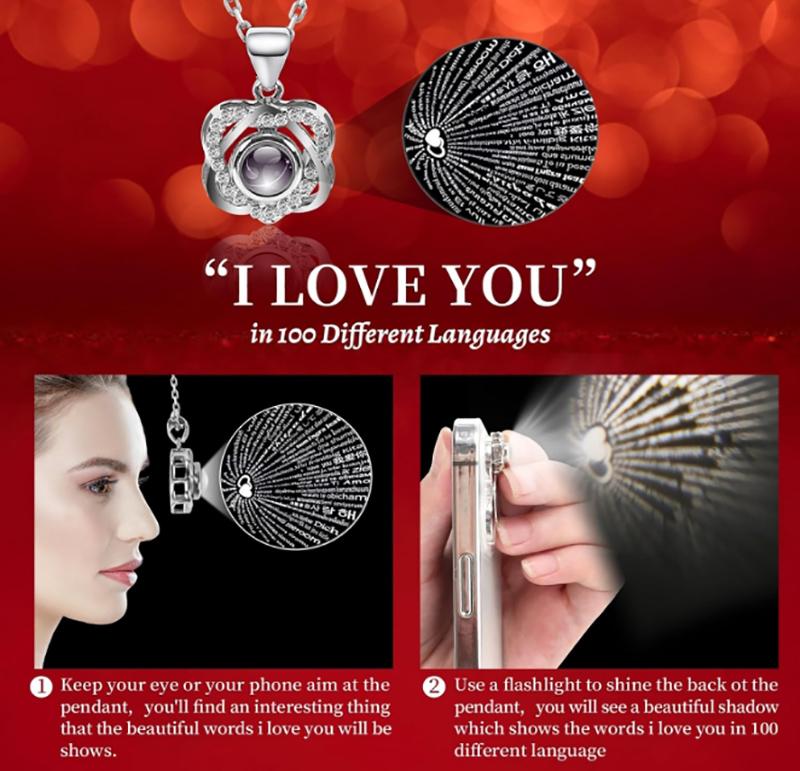 Eternal Red True Rose and Heart I Love You Necklace-Eternal Flower Rose Birthday Gift for Women Her Mother, Wife, Girlfriend Grandma Valentine's Day Mother's Day Christmas Anniversary Romance