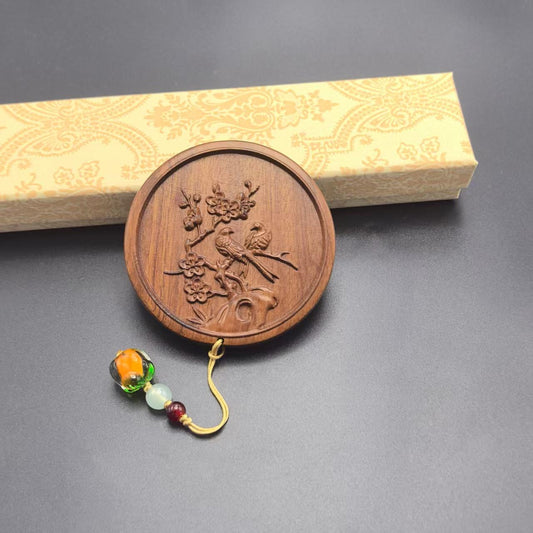 Chinese vintage rosewood carving decorations  Carved Mirror  Joyous Cultural Gifts Art Decoration Traditional Crafts  Gift for mother wife girlfriend Easy to carry