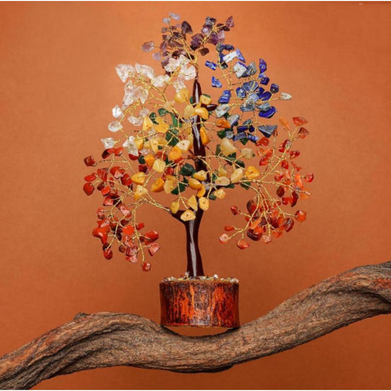 Crystal Tree of Life 7 Chakra Healing Crystal Trees for Home Decor, Office Desk Decor, Living Room Decor, Handmade Bonsai Trees for Positive Energy, Money, Good Luck Birthday Gifts for Women, Mom