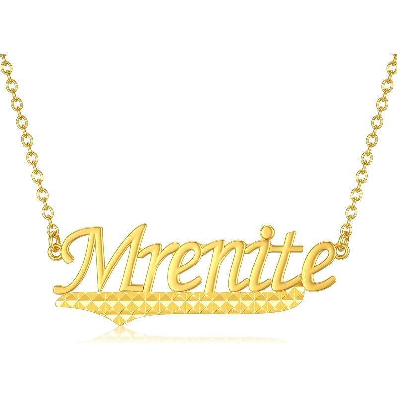 10k 14k 18k Solid Yellow Gold Personalized Name Necklace – Dainty Nameplate Jewelry - Custom Any Name Gift for Her Women Daughter Wife