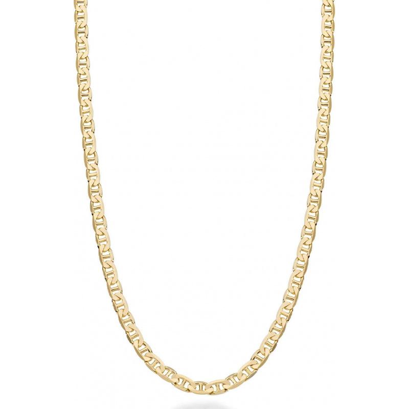 18K Gold Over Sterling Silver Italian 3mm, 4mm, 6mm Diamond-Cut Flat Mariner Link Chain Necklace for Men Women, 925 Italy