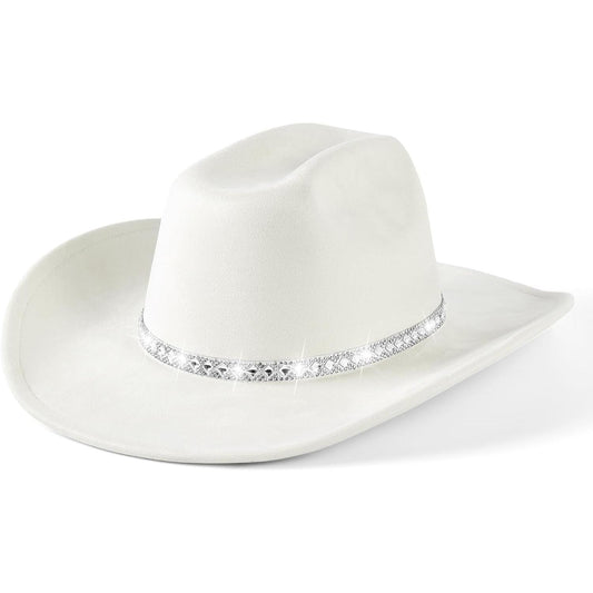 22.5"-22.9" Western 100% Suede Cowgirl Hat for Women,3.5" Wide Brim and Built-in Elastic Sweatband