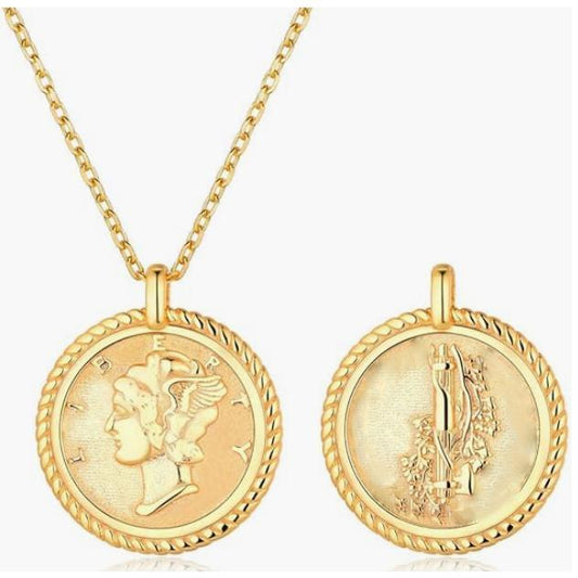 Necklace sterling silver retro round disc exquisite commemorative coin pendant necklace female