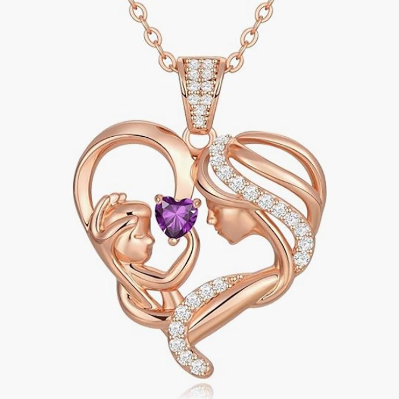Mother's Day Gift for Mom Wife Her Grandma,S925 Sterling Silver Birthstone Necklace Ladies Jewellery,Mother's Day Love Pendant Necklace Anniversary Birthday Christmas Day