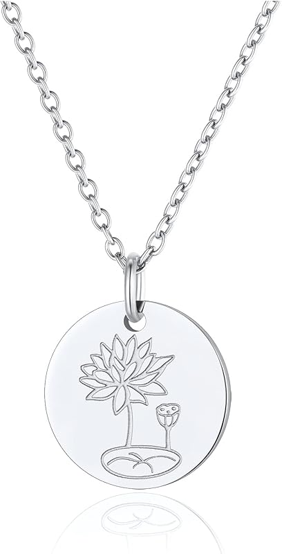 Necklaces for Women with Birthstone Stainless Steel/Gold Plated/Sterling Silver Jan. to Dec. Guardian Month Floral Pendant Custom Engraved Dainty Jewelry + Gift Box