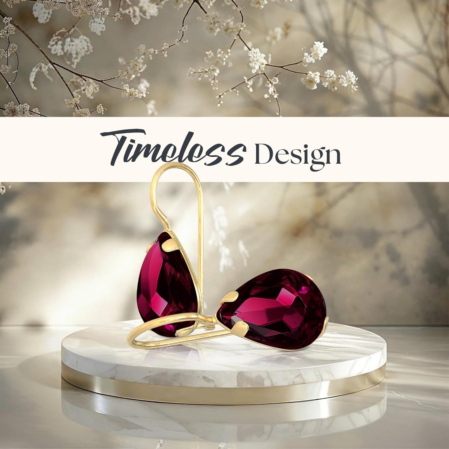 14K Solid Gold Earrings - Ruby Earrings for Women - 14K Gold Earrings for Women - July Birthstone Earrings - Teardrop Earrings for Women - Gold Dangle Earrings - Small Dainty Earrings