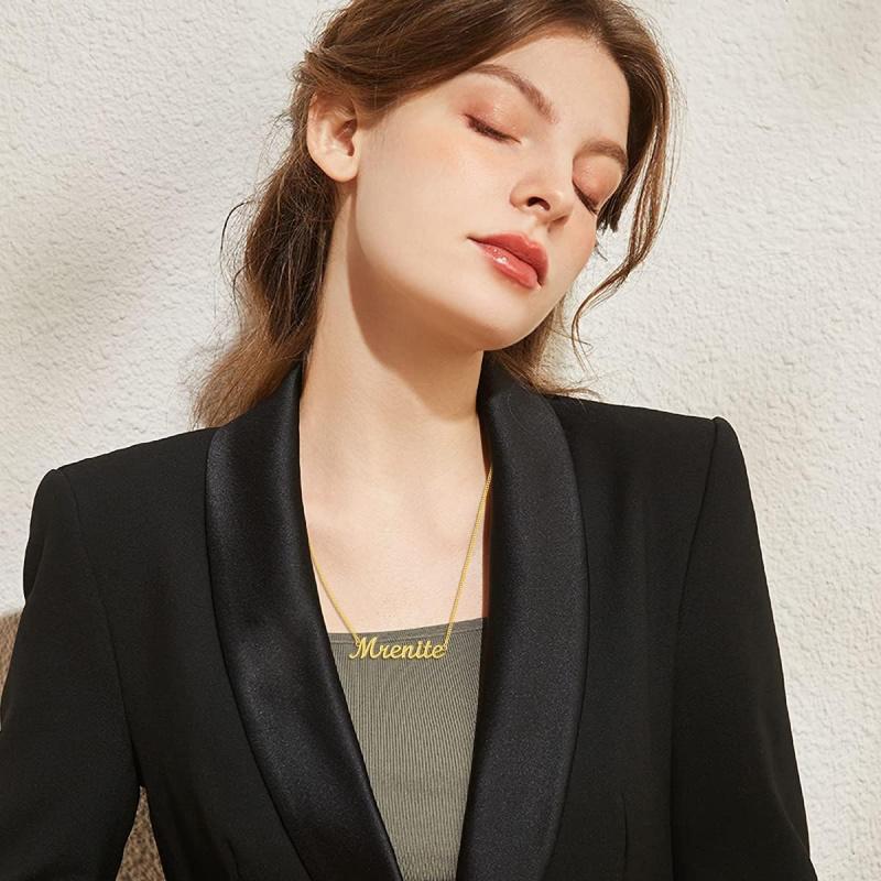 10k 14k 18k Solid Yellow Gold Personalized Name Necklace – Dainty Nameplate Jewelry - Custom Any Name Gift for Her Women Daughter Wife