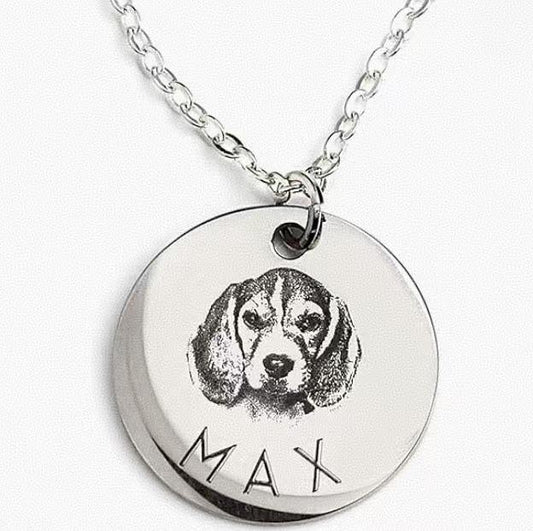Adorable Singapore Custom Pet Portrait Disc Necklace Personalized Pet Portrait Necklace – Custom Jewelry Gift for Dog or Cat Lovers Unique Holiday Gifts for Her