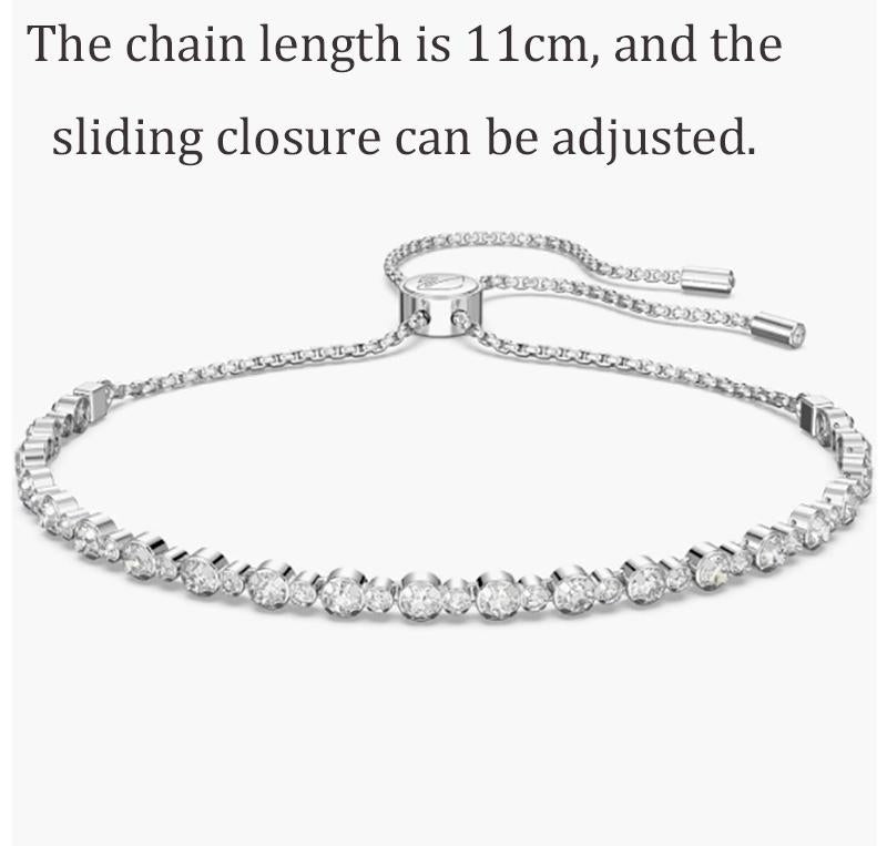 Transparent crystal exquisite simple silver bracelet shiny diamond beads fashion adjustment buckle daily wear matching parts.