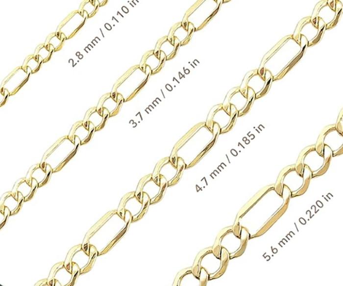 Gold Chain Necklace Collection - 14K Solid Gold Filled Figaro Chain Necklace, suitable for women and men, different sizes are available for customisation.