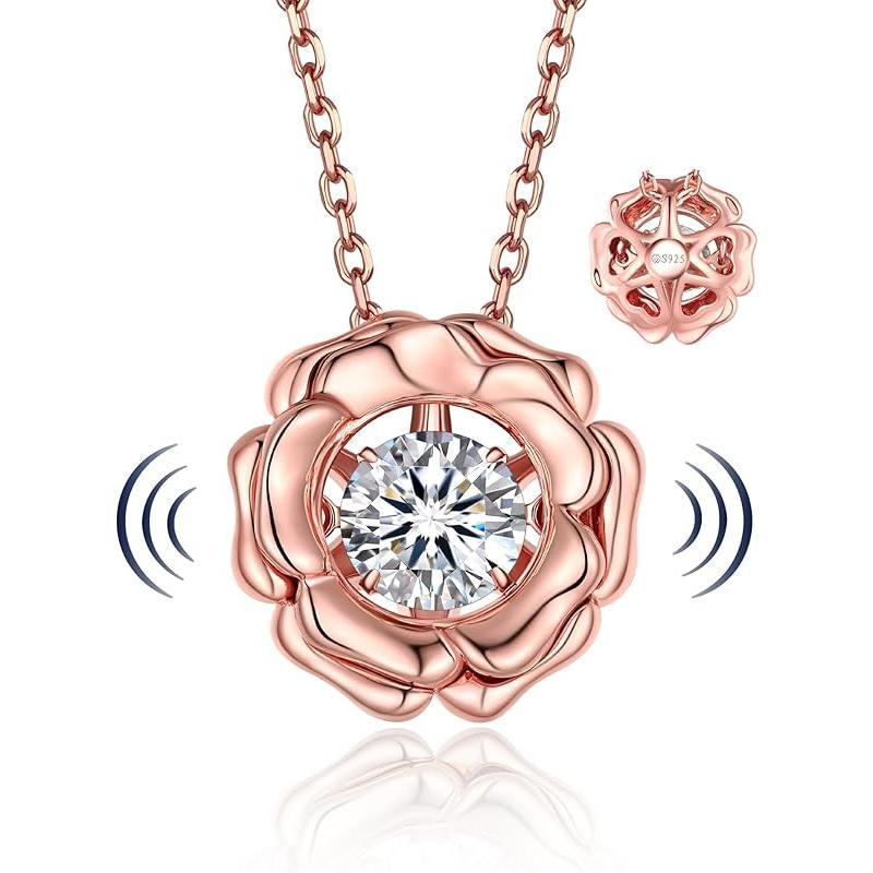 Heart Necklace for Women, Sparkling Gift for Her, 1Carat Moissanite Heart Pendent for Her, 925 Sterling Silver Dance Necklace for Anniversary Christmas Valentines
