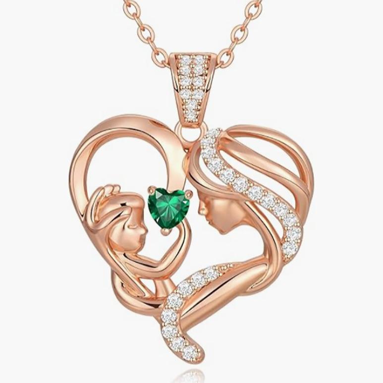 Mother's Day Gift for Mom Wife Her Grandma,S925 Sterling Silver Birthstone Necklace Ladies Jewellery,Mother's Day Love Pendant Necklace Anniversary Birthday Christmas Day