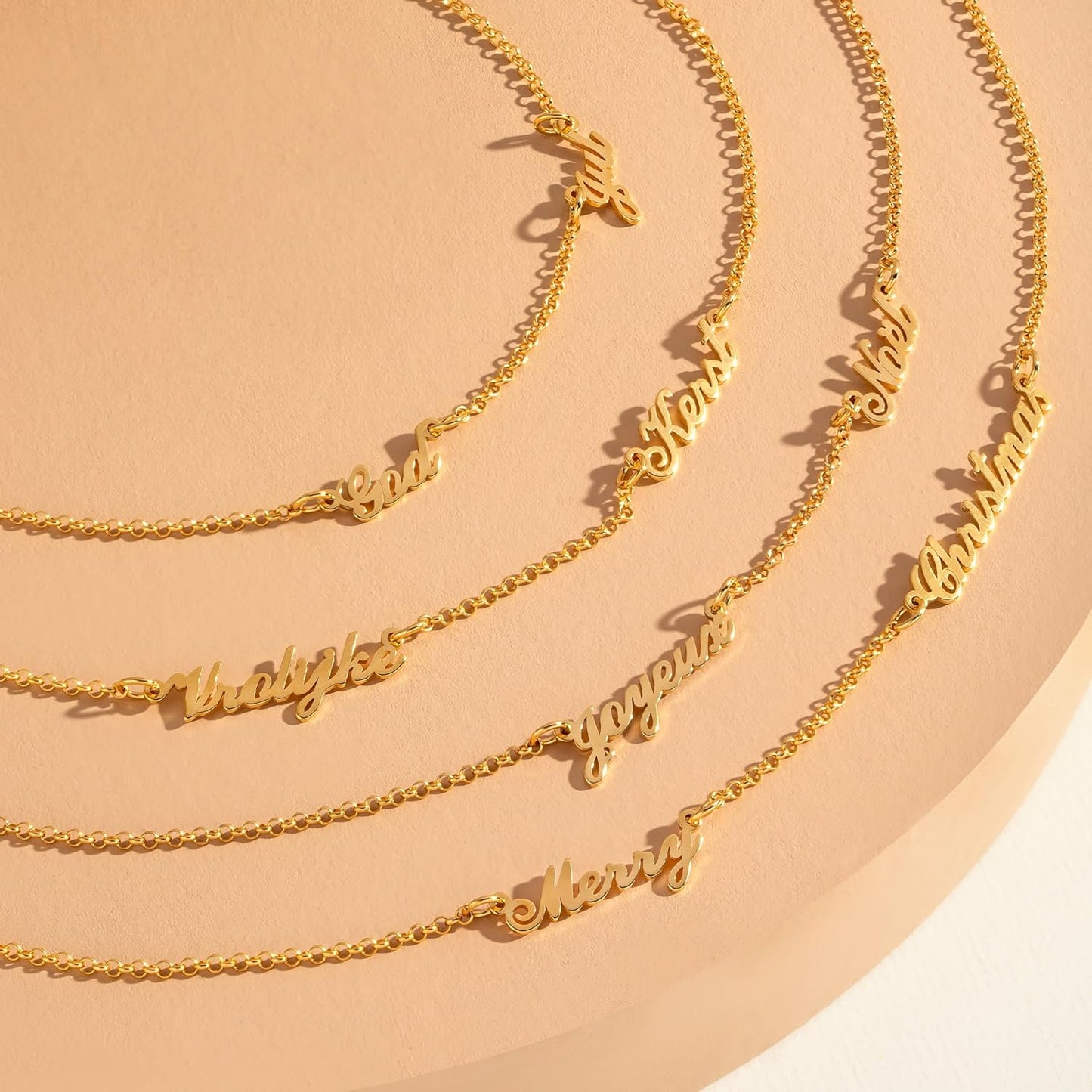 Personalized Heritage Multiple Name Necklace with Diamond Options - Up to 5 inscriptions - Dainty Gift for Her, Women - Custom Elegant Jewelry for Mother's Day