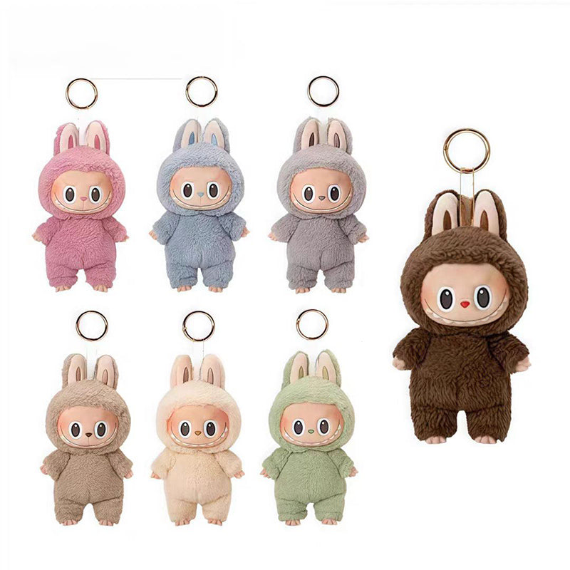 Plush pendant labubu heart macaroon vinyl face blind box personalized schoolbag pendant plush toy Keychain blind box toy animation ornaments pendant creative gifts