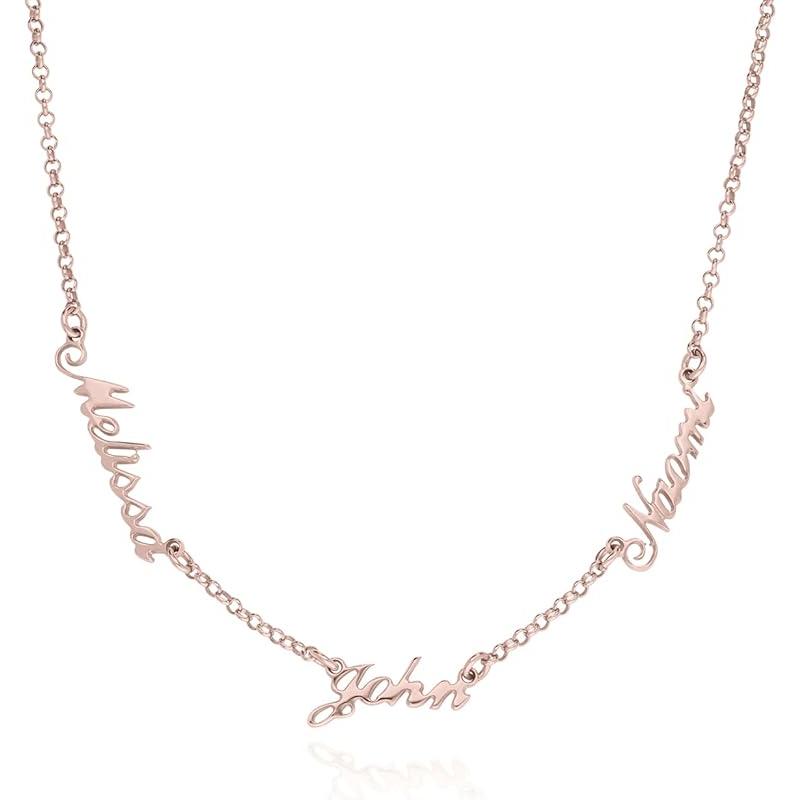 Personalized Heritage Multiple Name Necklace with Diamond Options - Up to 5 inscriptions - Dainty Gift for Her, Women - Custom Elegant Jewelry for Mother's Day